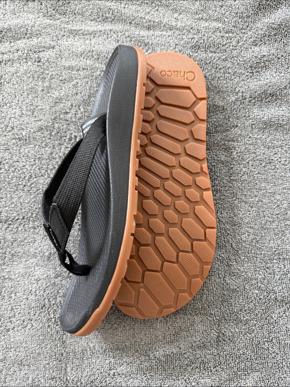 Chaco Women's Black Flip-Flop Sandals with Brown Outsole Trim - Picture 3 of 4